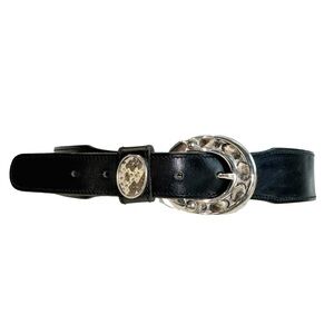 Loredana Staccato Black Leather Belt w/ Silver Buckle. 31”
